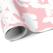 Papier Cadeau Abstrait Moderne Rose et Blanc Floral (Coin rond)