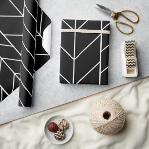Papier Cadeau Abstrait moderne simple géométrique noir et blanc
