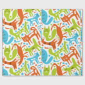 Papier Cadeau Abstrait Motif de chat Whimsical moderne animal de (Plat)