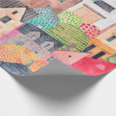 Papier Cadeau Abstrait motif sans couture avec maisons. Aquarell (Coin)