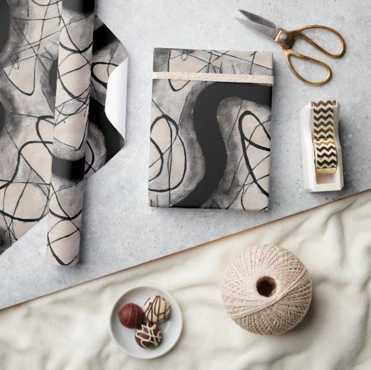 Papier Cadeau abstrait noir design (Artisanat)
