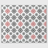 Papier Cadeau Abstrait noir et blanc Motif de flocon de neige (Plat)