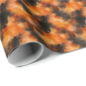 Papier Cadeau Abstrait noir et orange (Coin rond)
