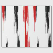 Papier Cadeau Abstrait noir et rouge rayé (Plat)