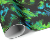 Papier Cadeau Abstrait noir et vert (Coin rond)