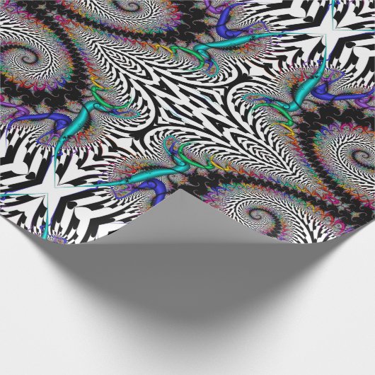 Papier Cadeau Abstrait noir fractal arc-en-ciel noir noir (Coin)
