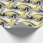 Papier Cadeau Abstrait noir, gris et jaune (Coin)