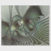 Papier Cadeau Abstrait Olive Sage Green Grey Fractal Art Imagina (Plat)