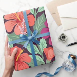 Papier cadeau abstrait papillon hibiscus