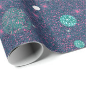 Papier Cadeau Abstrait Purple Cercles verts Parties scintillant  (Coin rond)