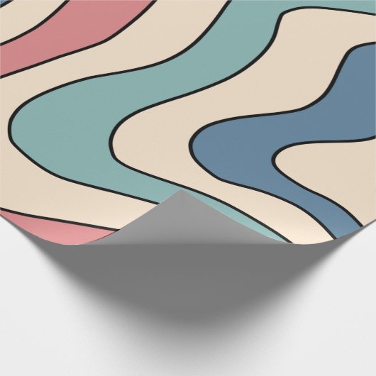 Papier Cadeau Abstrait Retro les années 70 marbre Bleu Rouge Sup (Coin)