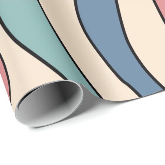 Papier Cadeau Abstrait Retro les années 70 marbre Bleu Rouge Sup (Coin rond)