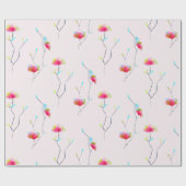 Papier Cadeau Abstrait rose d'inspiration japonaise florale simp (Plat)