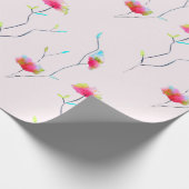 Papier Cadeau Abstrait rose d'inspiration japonaise florale simp (Coin)