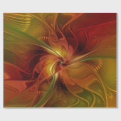 Papier Cadeau Abstrait Rouge Orange Brown Vert Fractal Art Flowe (Plat)