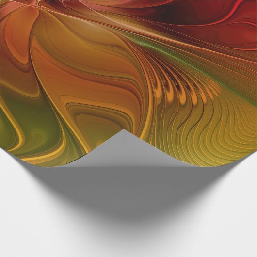 Papier Cadeau Abstrait Rouge Orange Brown Vert Fractal Art Flowe (Coin)