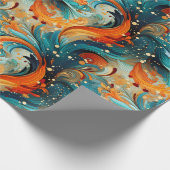 Papier Cadeau Abstrait sarcelle et orange (Coin)