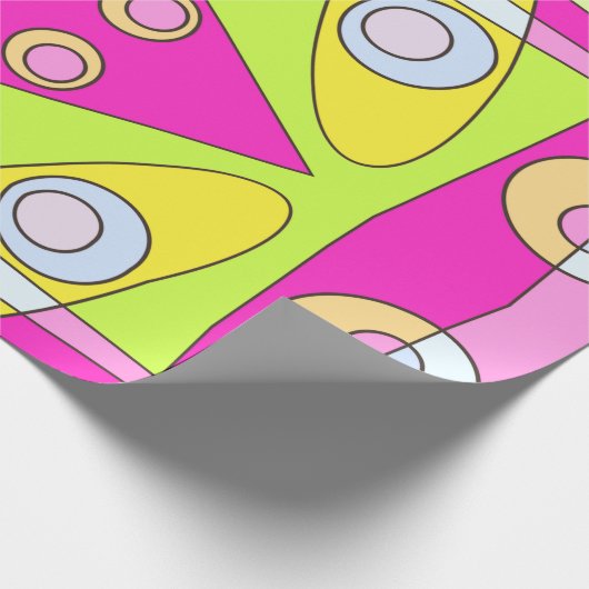 Papier Cadeau Abstrait surf Bright Pink Green Bubblegum (Coin)