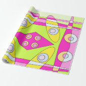 Papier Cadeau Abstrait surf Bright Pink Green Bubblegum (Déroulé)