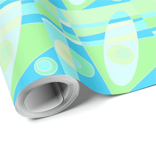 Papier Cadeau Abstrait surf Pastel Blue Green (Coin rond)