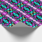 Papier Cadeau Abstrait Surf Turquoise Hot rose jaune noir (Coin)