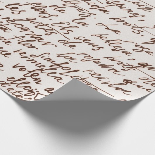 Papier Cadeau Abstrait texte manuscrit noir rétro illisible. (Coin)