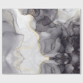 Papier Cadeau Abstrait tourbillon en marbre noir et blanc (Plat)