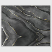 Papier Cadeau Abstrait tourbillon en marbre noir et or (Plat)