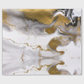 Papier Cadeau Abstrait tourbillon en marbre noir et or (Plat)