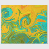 Papier Cadeau Abstrait vert orangé jaune Neon tendance (Plat)