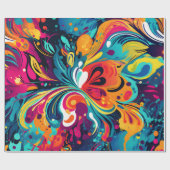 Papier Cadeau Abstraite flambée florale (Plat)