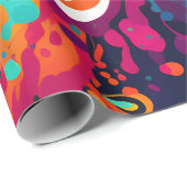 Papier Cadeau Abstraite flambée florale (Coin rond)