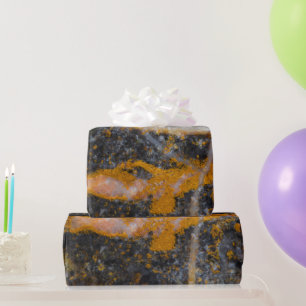 Papier Cadeau Abstraite ligne blanche or texture rocheuse