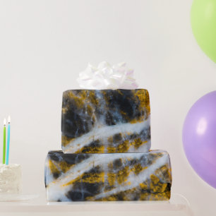 Papier Cadeau Abstraite ligne blanche or texture rocheuse