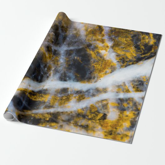 Papier Cadeau Abstraite ligne blanche or texture rocheuse (Déroulé)