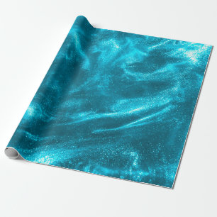 Papier Cadeau Abstraite parties scintillant bleue menthe
