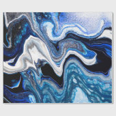 Papier Cadeau Abstraite texture liquide en blanc argenté (Plat)