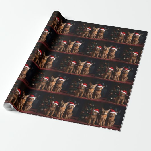 Papier Cadeau Abyssinian près de la cheminée Noël (Déroulé)