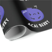 Papier Cadeau Acai Berry Funny Fruit Pun Dark BG (Coin rond)