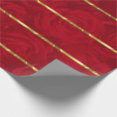 Papier Cadeau Accents or Roses rouges romantiques (Coin)