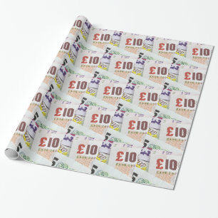 Papier Cadeau Accessoires de motif de monnaie anglaise amusants