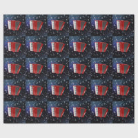 Accordéon rouge sur le ciel nocturne