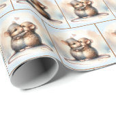 Papier Cadeau Accrochement de souris aquarelle (Coin rond)