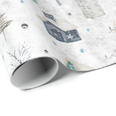 Papier Cadeau Accueil confortable Noël Turquoise ID985 (Coin rond)