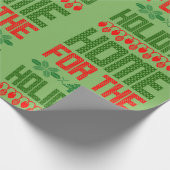 Papier Cadeau Accueil Pour Les Vacances Rouge Vert (Coin)