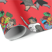 Papier Cadeau Achats de Noël avec la bourgeoise (Coin rond)