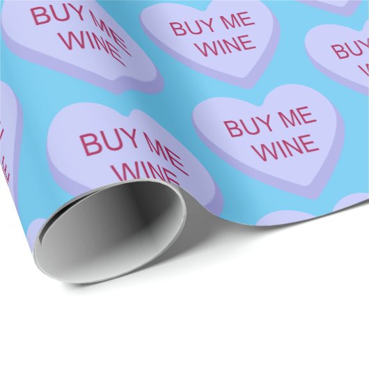 Papier Cadeau Acheter Moi Vin Conversation Coeur (Coin rond)