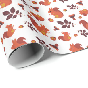 Papier Cadeau Acorn d'écureuil d'automne