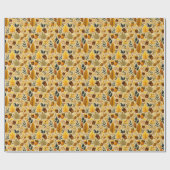 Papier Cadeau Acornes et Feuilles d'automne douillets en Jaune, (Plat)