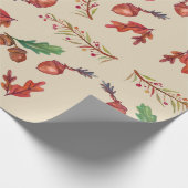 Papier Cadeau Acorns, Feuilles Automnes, Papier Enveloppant Auto (Coin)